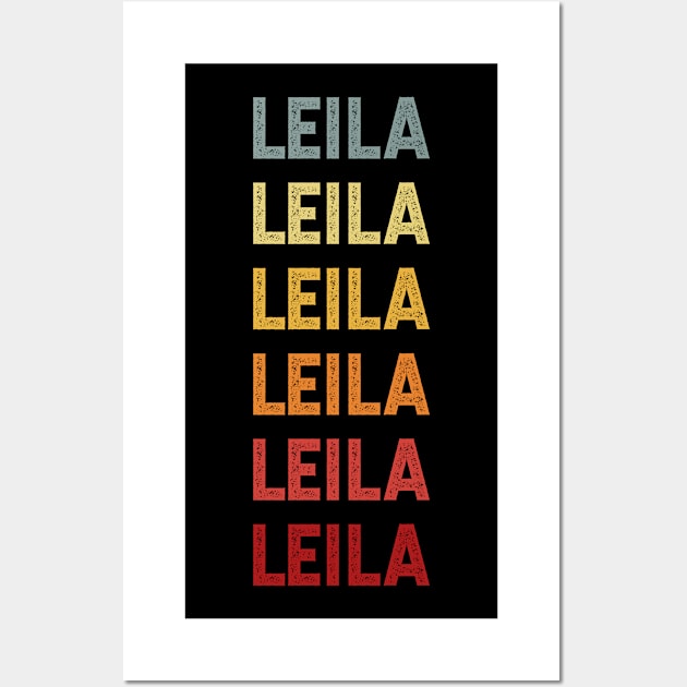 Leila Name Vintage Retro Gift Called Leila Wall Art by CoolDesignsDz